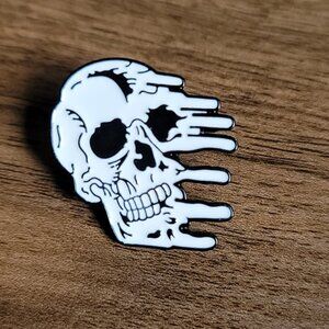 Melting Skeleton Skull Enamel Pin